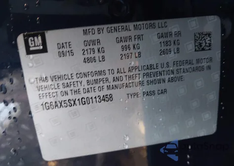 2016 Cadillac Cts Luxury Collection z USA, uszkodzony, nr VIN 1G6AX5SX1G0113458